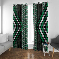 Jade Tukutuku Pattern Aotearoa Window Curtain Niho Taniwha and Puhoro Motifs