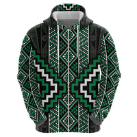 Jade Tukutuku Pattern Aotearoa Zip Hoodie Niho Taniwha and Puhoro Motifs
