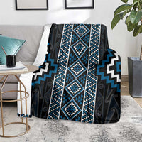 Azure Tukutuku Pattern Aotearoa Blanket Niho Taniwha and Puhoro Motifs