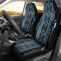 Azure Tukutuku Pattern Aotearoa Car Seat Cover Niho Taniwha and Puhoro Motifs