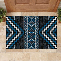 Azure Tukutuku Pattern Aotearoa Rubber Doormat Niho Taniwha and Puhoro Motifs