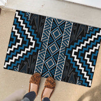 Azure Tukutuku Pattern Aotearoa Rubber Doormat Niho Taniwha and Puhoro Motifs