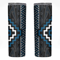 Azure Tukutuku Pattern Aotearoa Skinny Tumbler Niho Taniwha and Puhoro Motifs