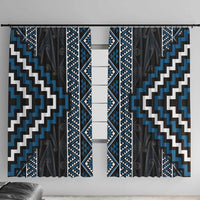 Azure Tukutuku Pattern Aotearoa Window Curtain Niho Taniwha and Puhoro Motifs