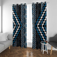 Azure Tukutuku Pattern Aotearoa Window Curtain Niho Taniwha and Puhoro Motifs
