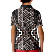 Classic Tukutuku Pattern Aotearoa Kid Polo Shirt Niho Taniwha and Puhoro Motifs LT7 - Polynesian Pride