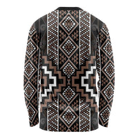 Classic Tukutuku Pattern Aotearoa Long Sleeve Shirt Niho Taniwha and Puhoro Motifs