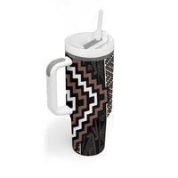 Classic Tukutuku Pattern Aotearoa Tumbler With Handle Niho Taniwha and Puhoro Motifs LT7 - Polynesian Pride