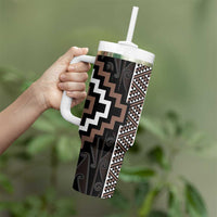 Classic Tukutuku Pattern Aotearoa Tumbler With Handle Niho Taniwha and Puhoro Motifs LT7 - Polynesian Pride
