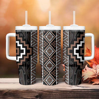 Classic Tukutuku Pattern Aotearoa Tumbler With Handle Niho Taniwha and Puhoro Motifs LT7 - Polynesian Pride
