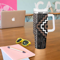 Classic Tukutuku Pattern Aotearoa Tumbler With Handle Niho Taniwha and Puhoro Motifs LT7 - Polynesian Pride