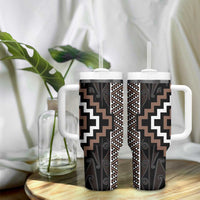 Classic Tukutuku Pattern Aotearoa Tumbler With Handle Niho Taniwha and Puhoro Motifs LT7 - Polynesian Pride