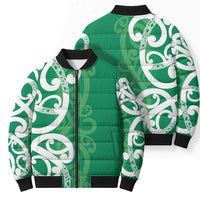 Pounamu Green Maori Bomber Puffer Jacket Koru Kowhaiwhai - Polynesian Pride