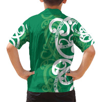 Pounamu Green Maori Family Matching Short Sleeve Bodycon Dress and Hawaiian Shirt Koru Kowhaiwhai - Polynesian Pride