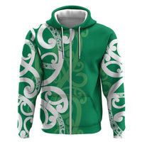 Pounamu Green Maori Hoodie Koru Kowhaiwhai LT7 Zip Hoodie Green - Polynesian Pride