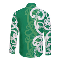 Pounamu Green Maori Long Sleeve Button Shirt Koru Kowhaiwhai LT7 - Polynesian Pride