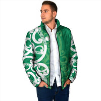 Pounamu Green Maori Padded Jacket Koru Kowhaiwhai - Polynesian Pride