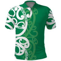 Pounamu Green Maori Polo Shirt Koru Kowhaiwhai LT7 Green - Polynesian Pride