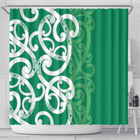 Pounamu Green Maori Shower Curtain Koru Kowhaiwhai LT7 - Polynesian Pride