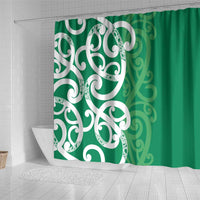 Pounamu Green Maori Shower Curtain Koru Kowhaiwhai LT7 - Polynesian Pride