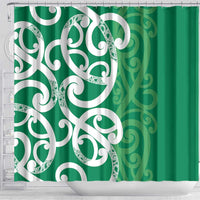 Pounamu Green Maori Shower Curtain Koru Kowhaiwhai LT7 - Polynesian Pride