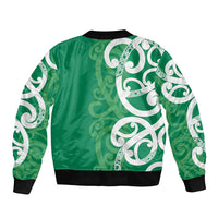 Pounamu Green Maori Sleeve Zip Bomber Jacket Koru Kowhaiwhai - Polynesian Pride
