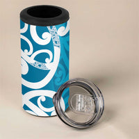 Azure Blue Maori 4 in 1 Can Cooler Tumbler Koru Kowhaiwhai - Polynesian Pride