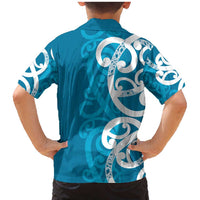 Azure Blue Maori Family Matching Mermaid Dress and Hawaiian Shirt Koru Kowhaiwhai - Polynesian Pride
