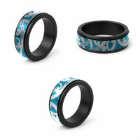 Azure Blue Maori Spinner Ring Koru Kowhaiwhai