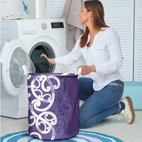 Violet Green Maori Laundry Basket Koru Kowhaiwhai - Polynesian Pride