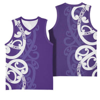 Violet Green Maori Basketball Jersey Koru Kowhaiwhai - Polynesian Pride