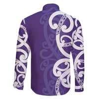 Violet Green Maori Family Matching Off The Shoulder Long Sleeve Dress and Hawaiian Shirt Koru Kowhaiwhai - Polynesian Pride