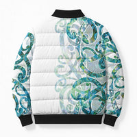Paua Shell Maori Bomber Puffer Jacket Koru Kowhaiwhai - Polynesian Pride