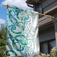 Paua Shell Maori Garden Flag Koru Kowhaiwhai - Polynesian Pride