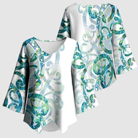 Paua Shell Maori Kimono Sleeve Blouse Koru Kowhaiwhai - Polynesian Pride
