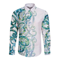 Paua Shell Maori Long Sleeve Button Shirt Koru Kowhaiwhai - Polynesian Pride