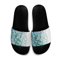 Paua Shell Maori Slide Sandals Koru Kowhaiwhai LT7 White - Polynesian Pride