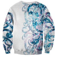 Turquoise Paua Shell Maori Sweatshirt Koru Kowhaiwhai - Polynesian Pride