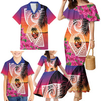 Guam Chamorro Family Matching Mermaid Dress and Hawaiian Shirt Artsy Latte Stone