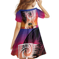 Guam Chamorro Family Matching Short Sleeve Bodycon Dress and Hawaiian Shirt Artsy Latte Stone