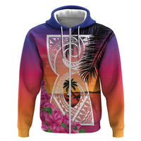 Guam Chamorro Zip Hoodie Artsy Latte Stone