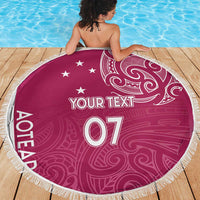 Personalised New Zealand Rugby Beach Blanket Aotearoa Champions - Pink Version