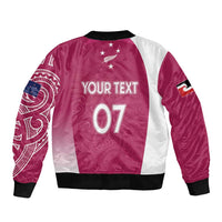 Personalised New Zealand Rugby Bomber Jacket Aotearoa Champions - Pink Version