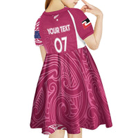 Personalised New Zealand Rugby Kid Short Sleeve Dress Aotearoa Champions - Pink Version