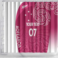 Personalised New Zealand Rugby Shower Curtain Aotearoa Champions - Pink Version