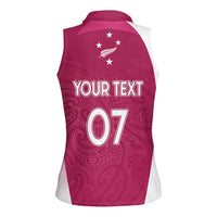 Personalised New Zealand Rugby Women Sleeveless Polo Shirt Aotearoa Champions - Pink Version