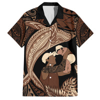 Father's Day Polynesian Pattern Family Matching Long Sleeve Bodycon Dress and Hawaiian Shirt Tropical Humpback Whale LT7 Dad's Shirt - Short Sleeve Brown - Polynesian Pride
