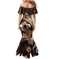 Father's Day Polynesian Pattern Family Matching Mermaid Dress and Hawaiian Shirt Tropical Humpback Whale