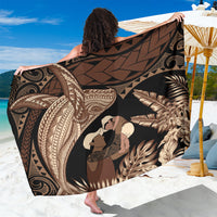 Father's Day Polynesian Pattern Sarong Tropical Humpback Whale LT7 One Size 44 x 66 inches Brown - Polynesian Pride
