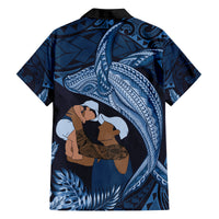 Father's Day Polynesian Pattern Family Matching Tank Maxi Dress and Hawaiian Shirt Tropical Humpback Whale - Navy LT7 - Polynesian Pride
